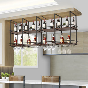 Weinregal Hubro Schwarz/Walnussoptik [en.casa]