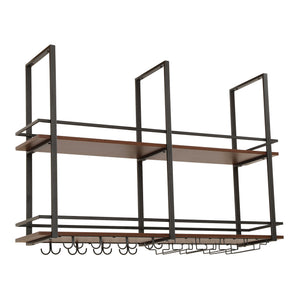 Weinregal Hubro Schwarz/Walnussoptik [en.casa]