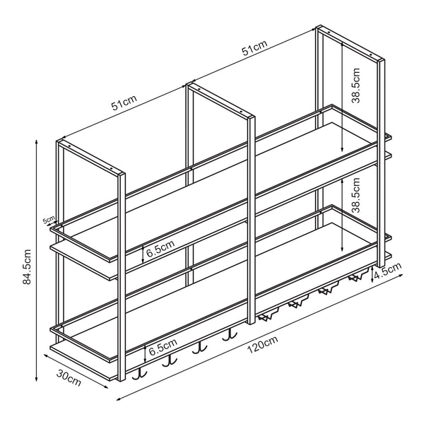 Weinregal Hubro Schwarz/Walnussoptik [en.casa]