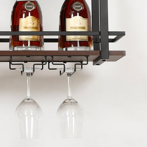 Weinregal Hubro Schwarz/Walnussoptik [en.casa]