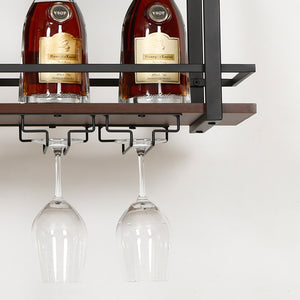 Weinregal Hubro Schwarz/Walnussoptik [en.casa]