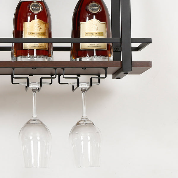 Weinregal Hubro Schwarz/Walnussoptik [en.casa]