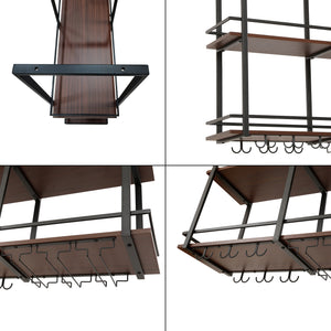 Weinregal Hubro Schwarz/Walnussoptik [en.casa]