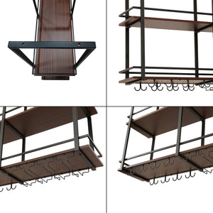 Weinregal Hubro Schwarz/Walnussoptik [en.casa]