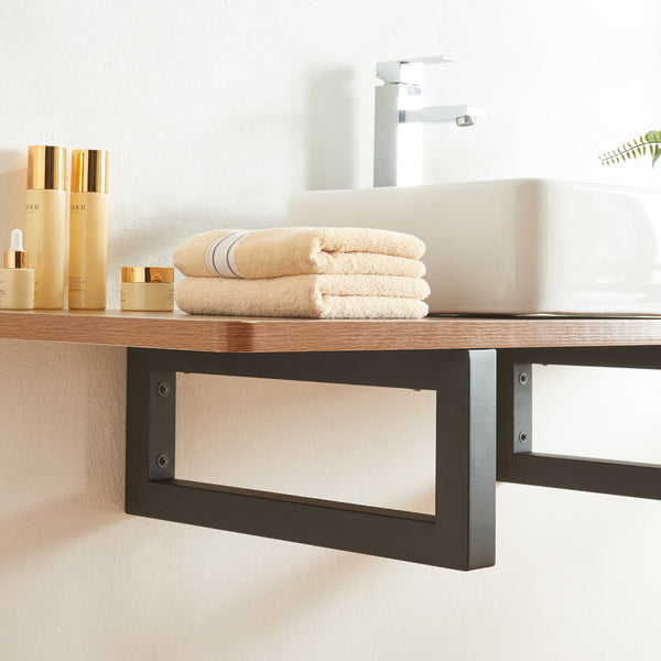 Wandkonsole 2er Set Hawangen Stahl Schwarz [en.casa]