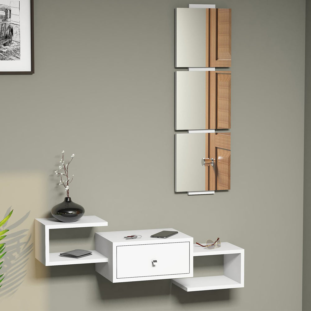 Wandregal mit Spiegel Brædstrup 36 x 100 x 30 cm in versch. Farben [en.casa]
