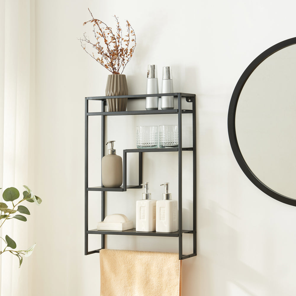 Wandregal Uurainen 60x40x13 cm Schwarz [en.casa]