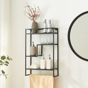 Wandregal Uurainen 60x40x13 cm Schwarz [en.casa]