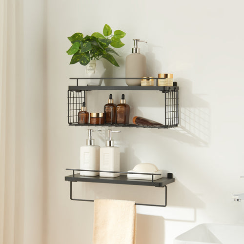 Wandregal Vik 2er Set Schwarz [en.casa] - premiumXL