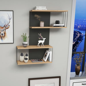 Wandregal Pudasjärvi 65x19x96 cm Anthrazit/Eichenoptik [en.casa]