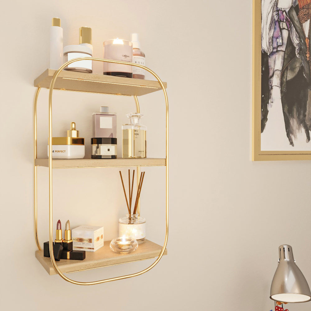 Wandregal Parkano 47x28x14 cm Goldfarben [en.casa]