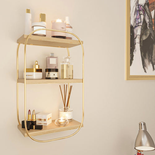 Wandregal Parkano 47x28x14 cm Goldfarben [en.casa]