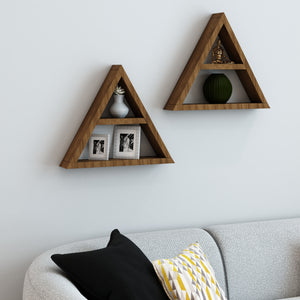 Wandregalset Sydlangeland 2er Set Kiefernholz dunkler Holzton [en.casa]