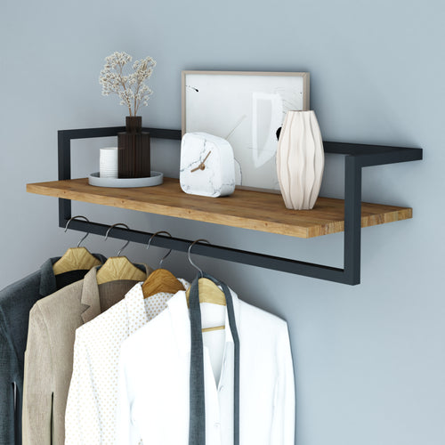 Wandgarderobe Evje 80x30x20cm Holzfarben/Schwarz [en.casa] - premiumXL