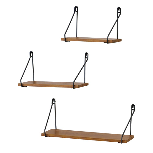 Wandregal Randers 3tlg. verschiedene Größen Dunkler Holzton en.casa - premiumXL