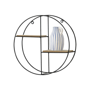 Wandregal Lily 35x12x35 cm Runddesign mit 2 Ablagen Schwarz en.casa