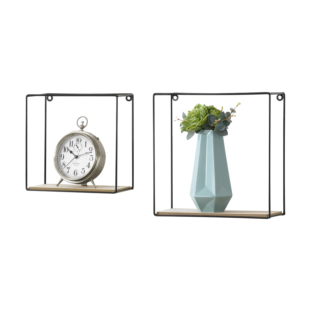 Wandregal Eden 30x12x30 cm / 24x12x24 cm 2-teilig Ablagen Schwarz en.casa