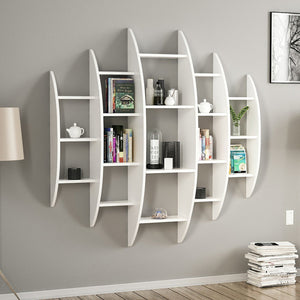 Wandregal Dianalund 147x146x29 cm Weiß [en.casa]