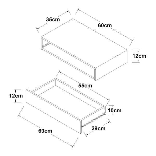 Wandregal Kärsämäki mit Schublade [en.casa]