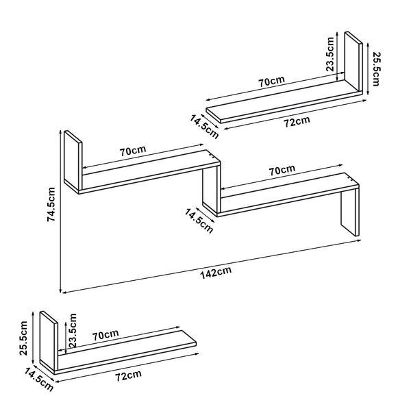 Wandregalset 3-tlg. Vepinshul [en.casa]