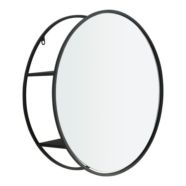 Wandspiegel Sunne mit Regal Schwarz in versch. Ausführungen [en.casa]