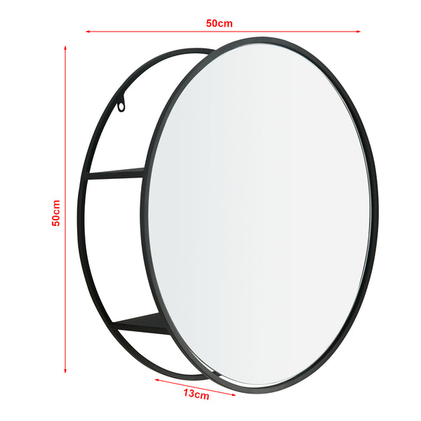 Wandspiegel Sunne mit Regal Schwarz in versch. Ausführungen [en.casa]
