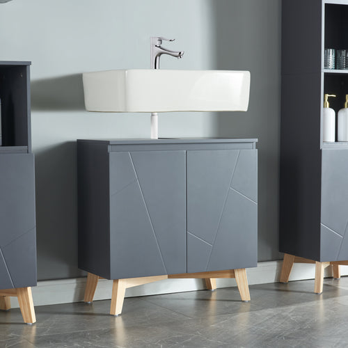 Waschbeckenunterschrank Overath 60x60x30cm Grau [en.casa] - premiumXL