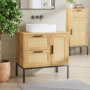 Waschbeckenunterschrank Marhasa 60x60x40 cm Eicheoptik/Schwarz [en.casa]