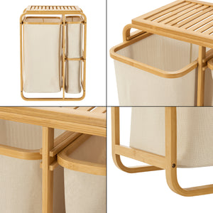 Wäschesammler Evenes mit 3 Wäschekörben Bambus in versch. Farben [en.casa]