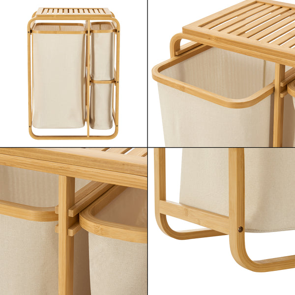 Wäschesammler Evenes mit 3 Wäschekörben Bambus in versch. Farben [en.casa]