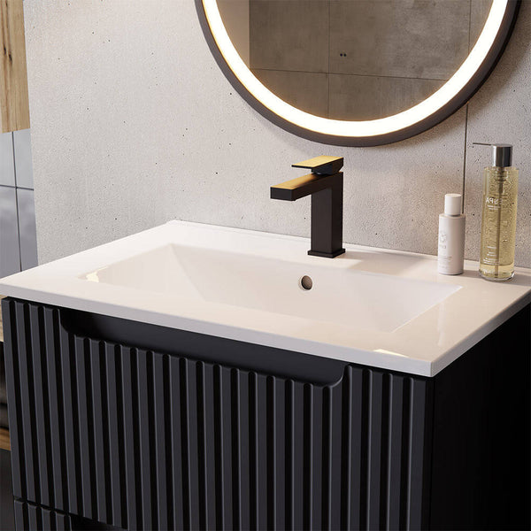 Waschtisch Skelbolu Schwarz [en.casa]