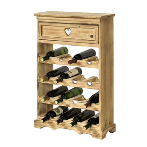 Weinregal Mosel 86x55x22 cm für 16 Flaschen mit Schublade en.casa