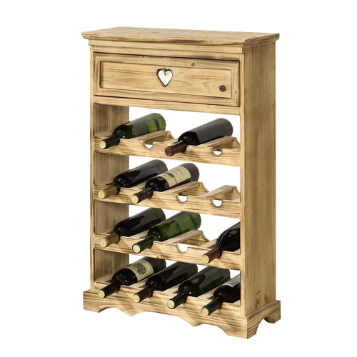 Weinregal Mosel 86x55x22 cm für 16 Flaschen mit Schublade en.casa