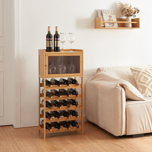 Weinregal Gjerstad 100x47x28cm Bambus Natur [en.casa] - premiumXL