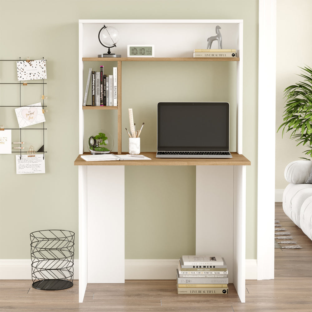 Schreibtisch Tópisa mit Regal 149x90x52 cm [en.casa]