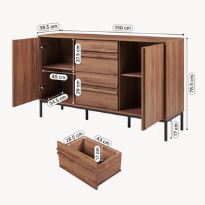 Sideboard Kilmandar 150x40x79 cm Walnussoptik [en.casa]