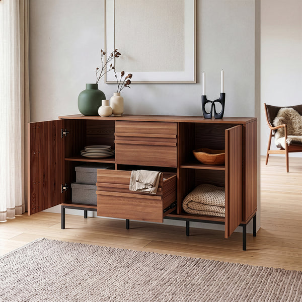Sideboard Kilmandar 150x40x79 cm Walnussoptik [en.casa]