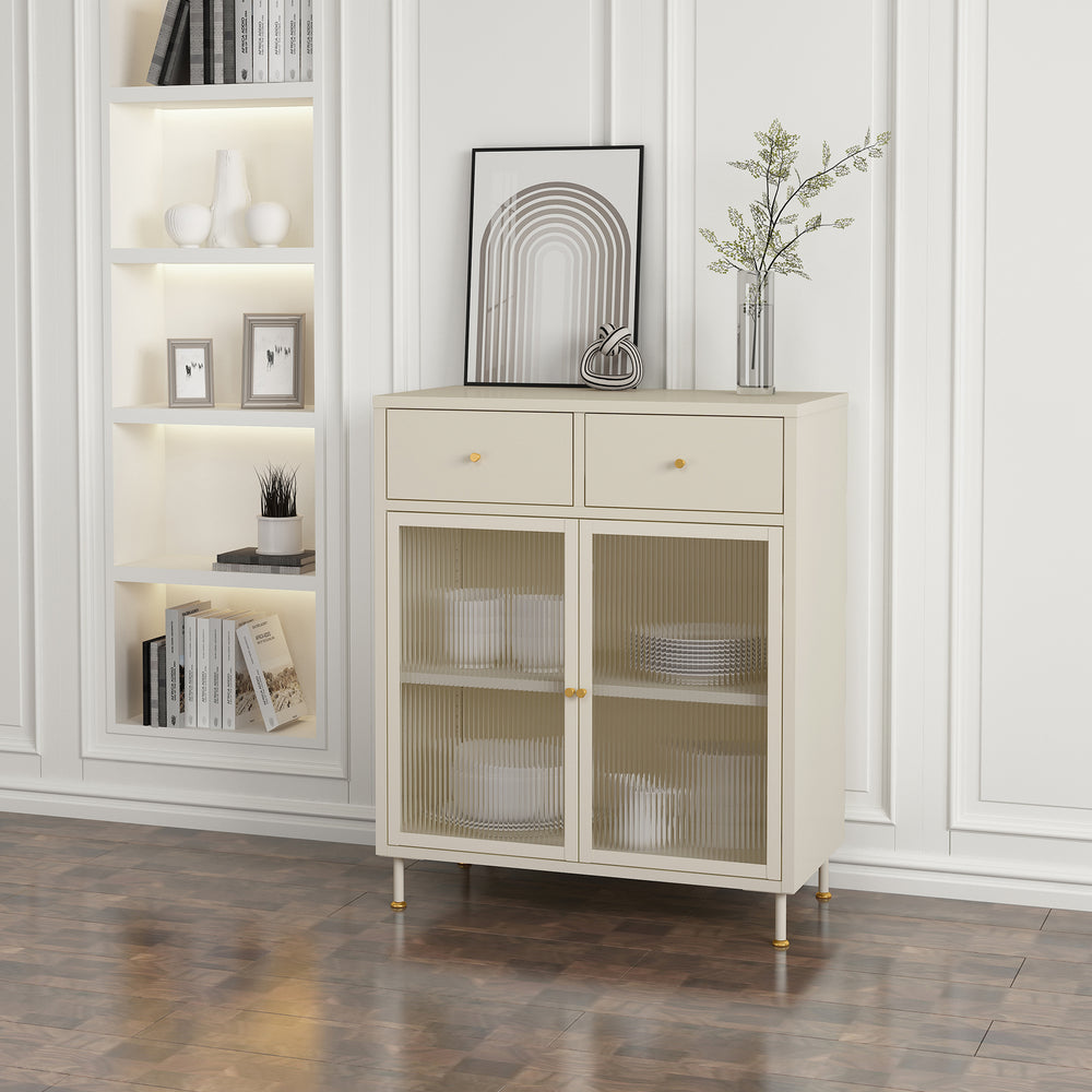 Sideboard Lindau Stahl 97x80x40 cm Cremeweiß [en.casa] - premiumXL