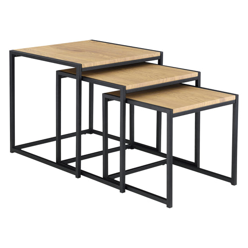Beistelltisch Ringsaker 3er Set Eiche-Optik en.casa
