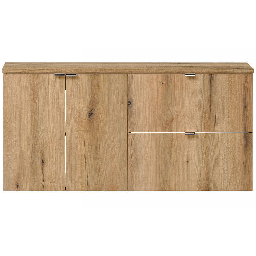 Doppelwaschtisch Skelbolu mit 2 Türen und 2 Schubladen Eiche [en.casa]