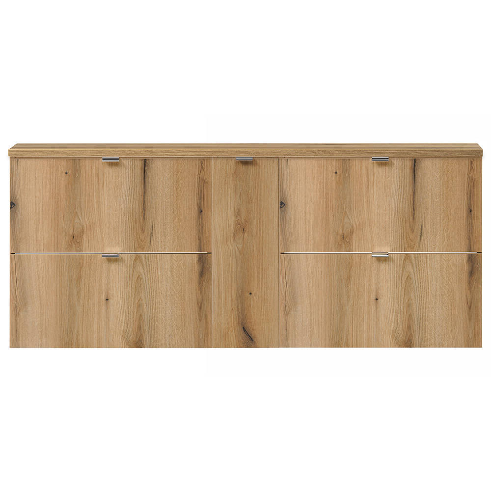 Doppelwaschtisch Skelbolu 140x60x40 cm mit Türen und Schubladen Eiche [en.casa]