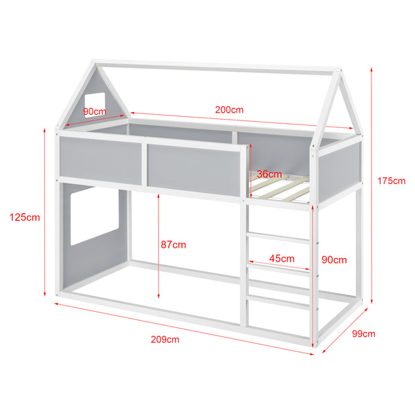 Kinder Hochbett Quedlinburg 90x200 cm mit Kaltschaummatratze Holz [en.casa]