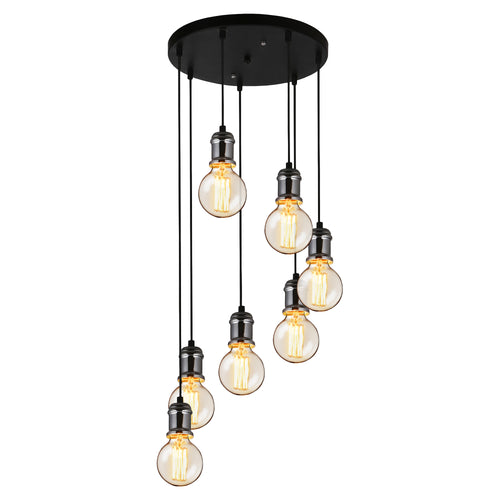 Hängeleuchte 7-flam. Deckenleuchte Hängelampe Retro Pendelleuchte Glas [Lux.Pro]