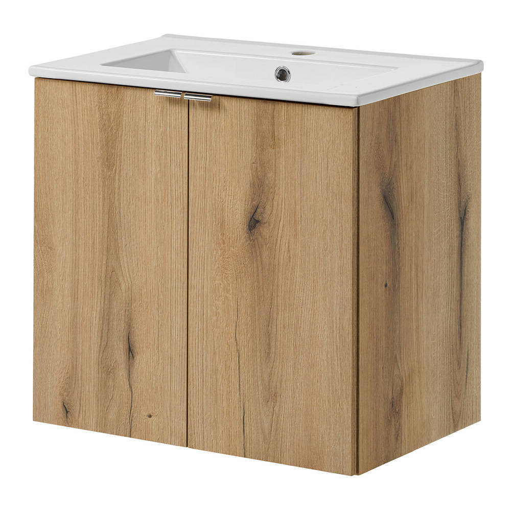 Waschtisch Skelbolu mit Türen Eicheoptik [en.casa]