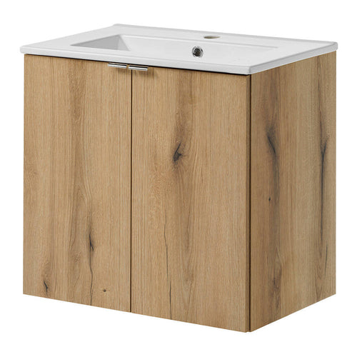 Waschtisch Skelbolu mit Türen Eicheoptik [en.casa]