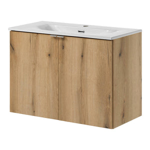 Waschtisch Skelbolu mit Türen Eicheoptik [en.casa]